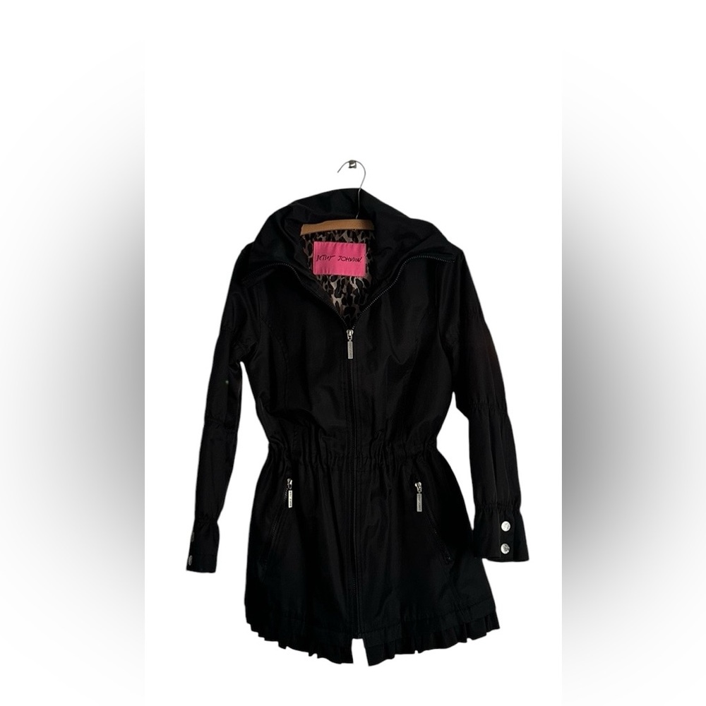 Vintage Betsey Johnson Women’s Black Jacket Coat Medium Small Animal Print Hood